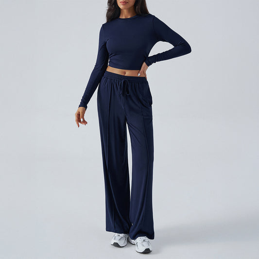 European And American Yoga Sports Long Sleeve Inner Wear Trousers Suit Women