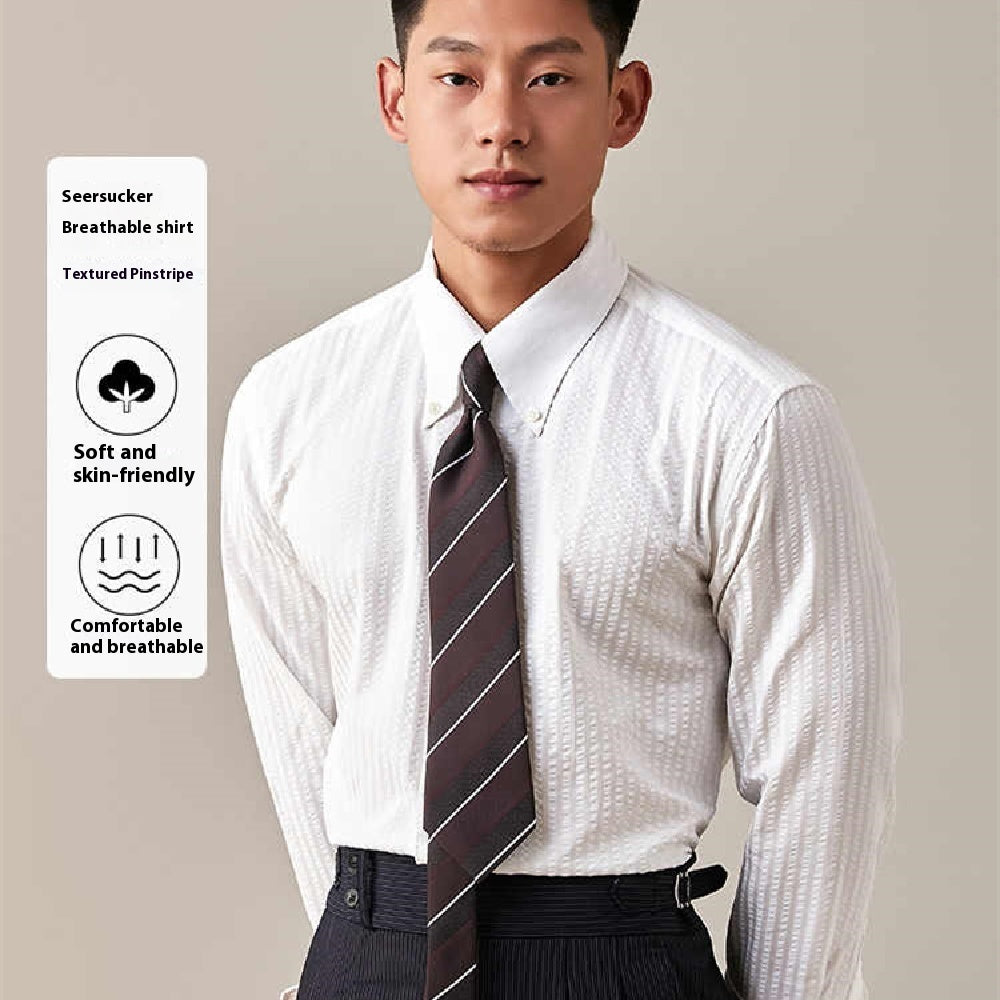 Point Button Down Long Sleeve Shirt Men's Casual Summer Thin Shirt