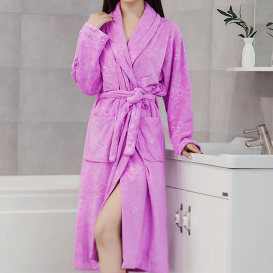 Thickened Plus Size Bathrobe With Tie Sleepwear Loungewear