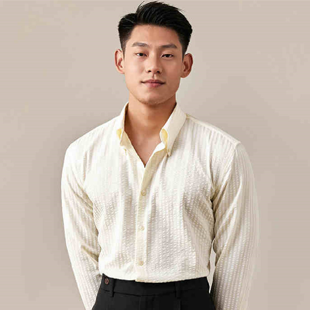 Point Button Down Long Sleeve Shirt Men's Casual Summer Thin Shirt